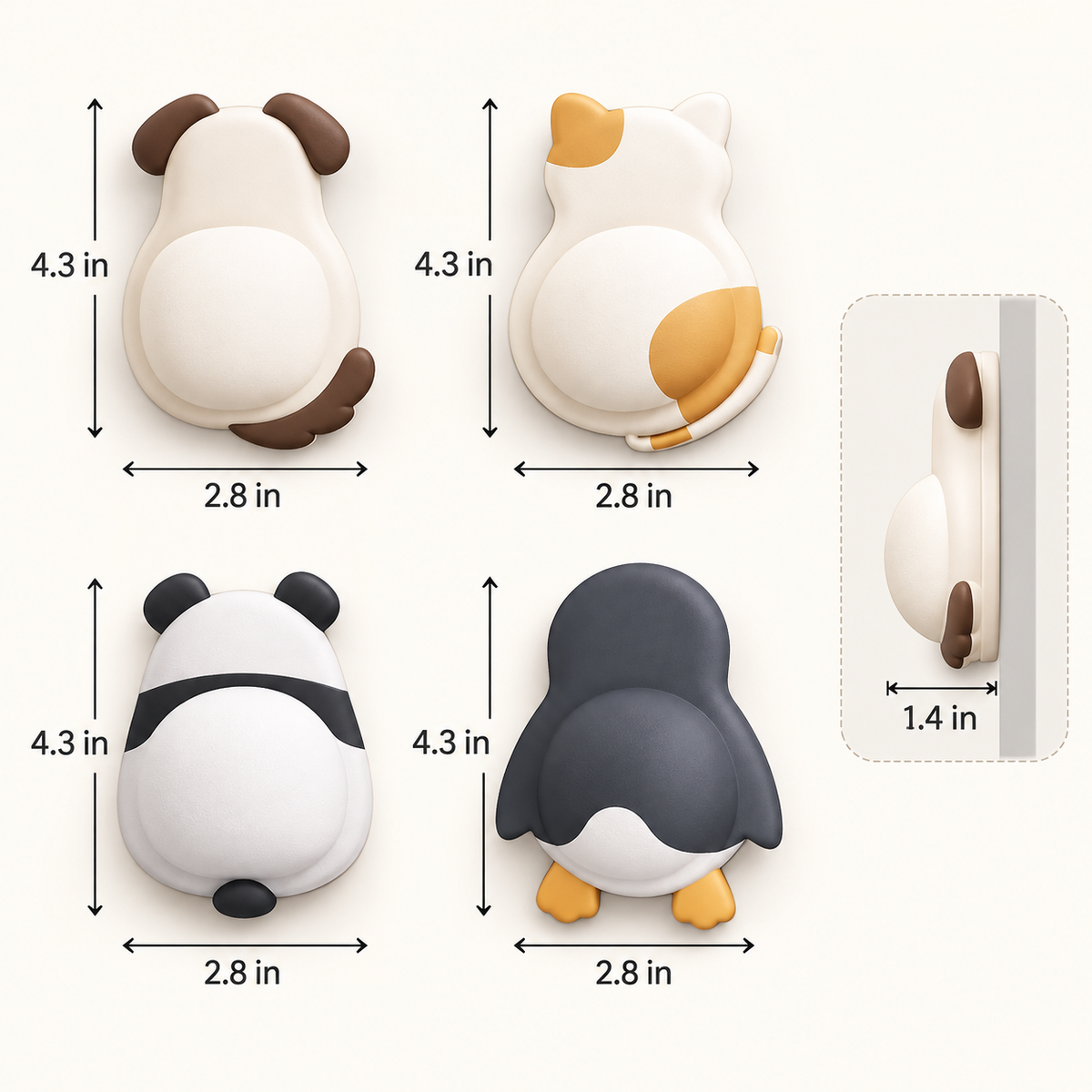 Cute Animal Door Stopper Wall Protector – Soft Cushion Door Handle Bumper