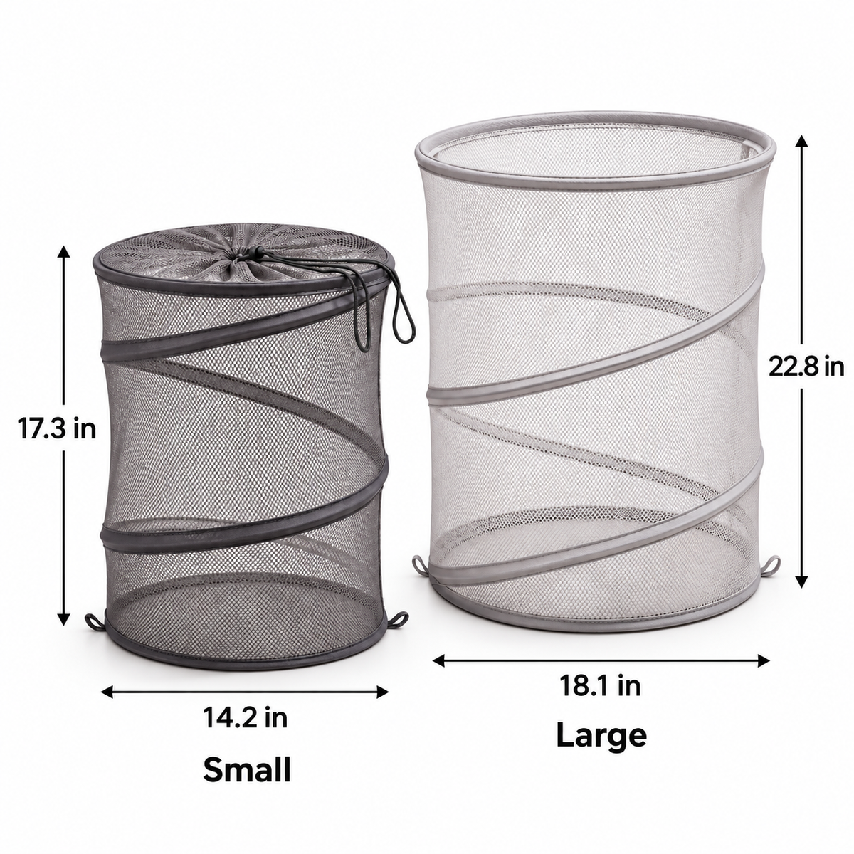 Collapsible Mesh Laundry Hamper Set – Breathable Pop-Up Clothes Baskets for Home Storage
