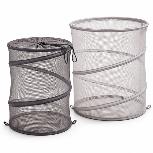 Collapsible Mesh Laundry Hamper Set – Breathable Pop-Up Clothes Baskets for Home Storage