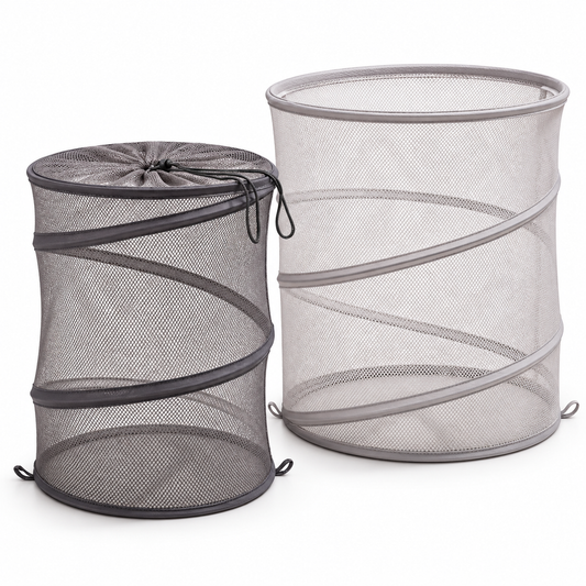Collapsible Mesh Laundry Hamper Set – Breathable Pop-Up Clothes Baskets for Home Storage