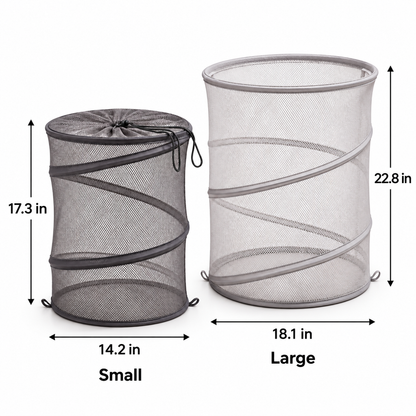 Collapsible Mesh Laundry Hamper Set – Breathable Pop-Up Clothes Baskets for Home Storage